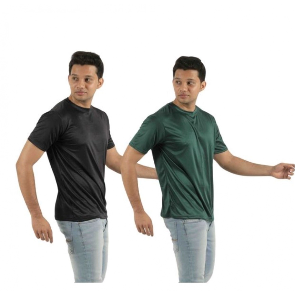 Generic Pack of 2 Men's Casual Polyester Blend Solid Short Sleeve Tshirts (Multicolor) Generic Pack of 2 Men's Casual Polyester Blend Solid Short Sleeve Tshirts (Multicolor)