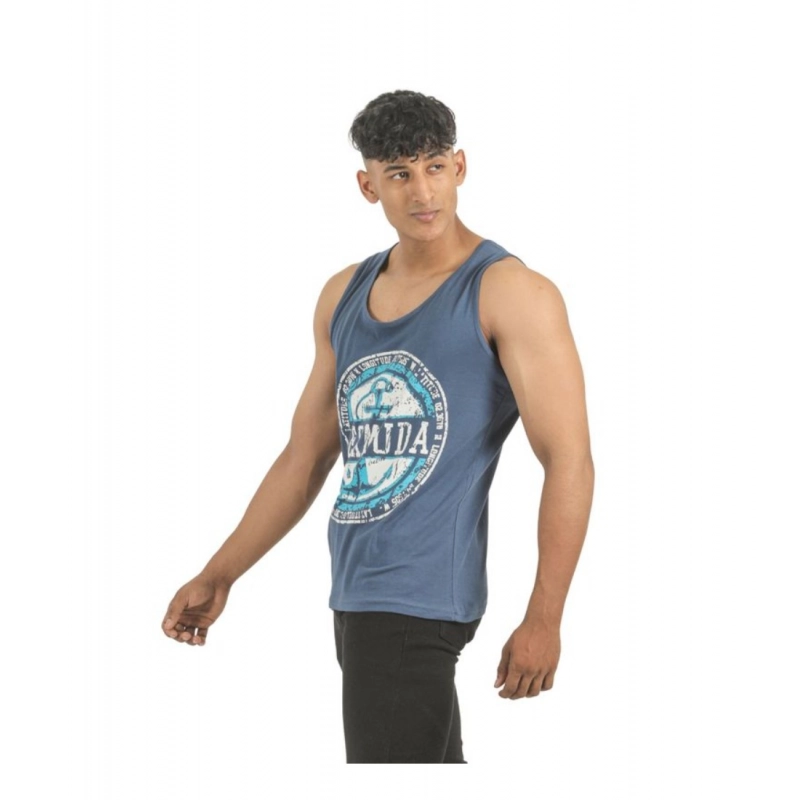 Pack of 2 Men's Casual Cotton Printed Sleeveless Sleeve Tshirts (Multicolor)