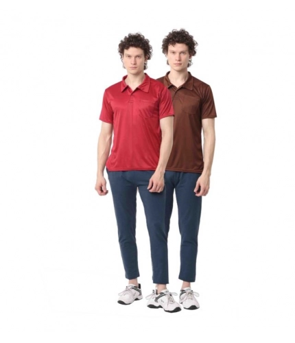 Generic Pack of 2 Men's Casual Cotton Blend Solid Short Sleeve Tshirts (Multicolor)
