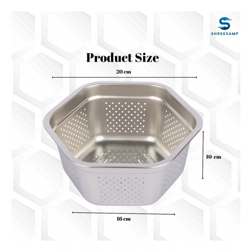 Generic Steel Washing Stainless Steel Colander Basin (Silver) Generic Steel Washing Stainless Steel Colander Basin (Silver)