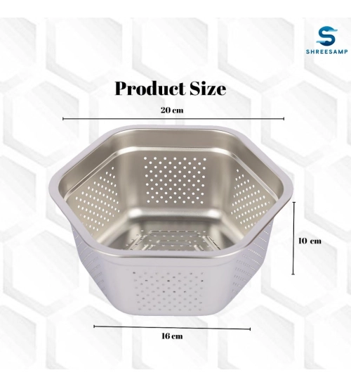 Generic Steel Washing Stainless Steel Colander Basin (Silver)