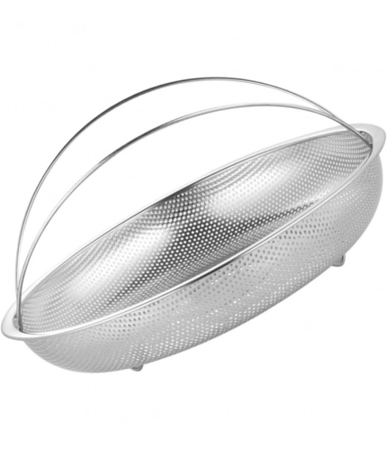 Generic Steel Basket Plate Household Food Steamer Stainless Steel Handle (Silver)