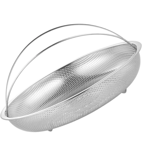 Generic Steel Basket Plate Household Food Steamer Stainless Steel Handle (Silver)
