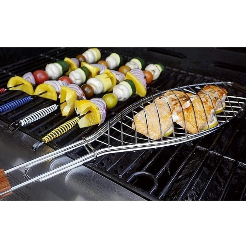 Generic Steel Roasting Fish Grilling Basket (Silver) Generic Steel Roasting Fish Grilling Basket (Silver)
