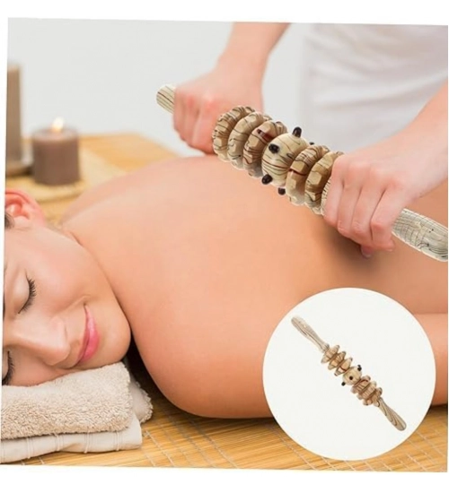 Generic Wood 7 Wheels Fancy Gua Sha Massager Roller (Wood)