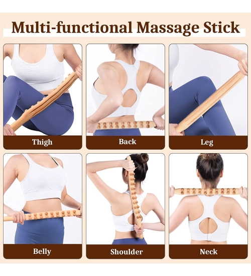 Generic Wood Gua Sha Double Row Stick Massager (Wood)