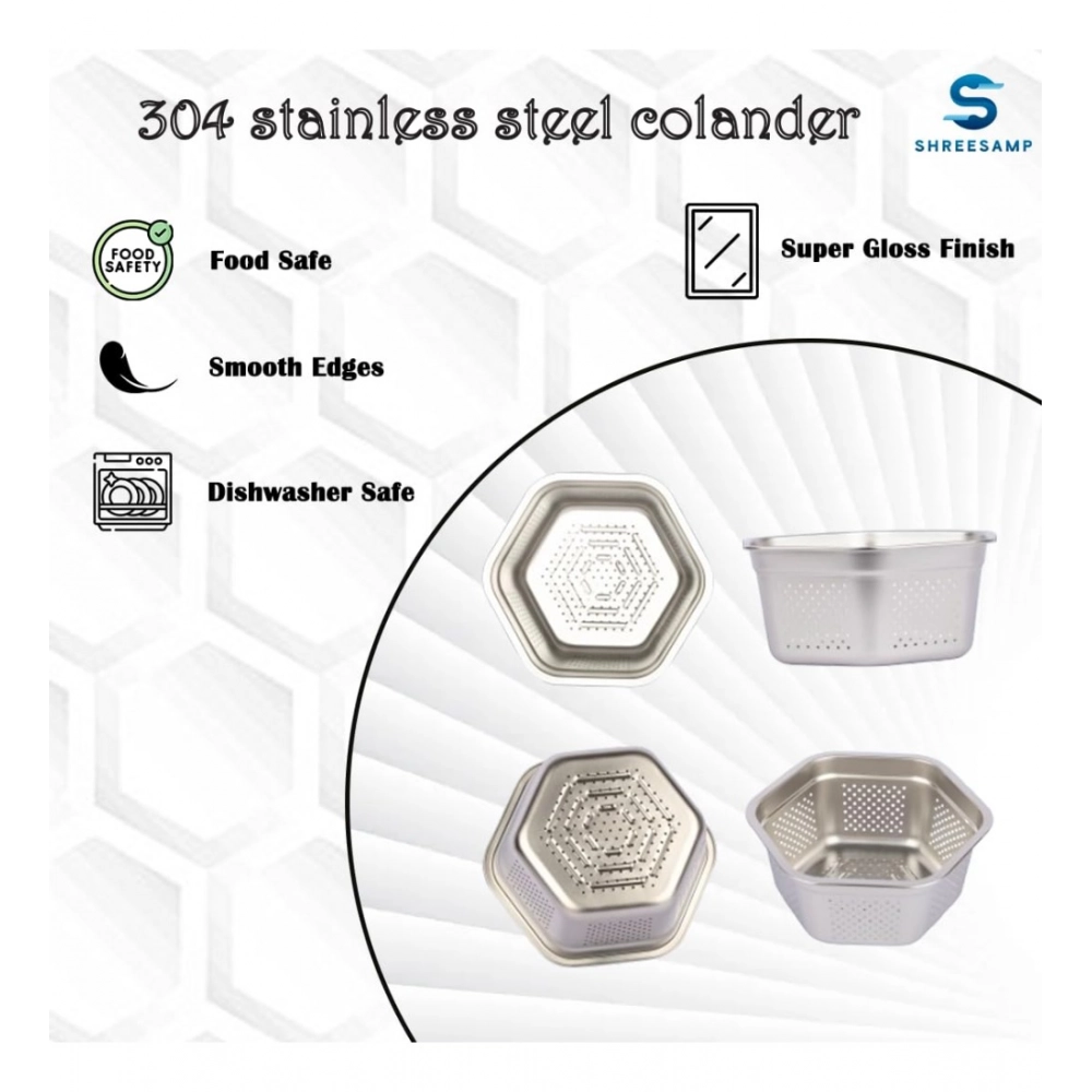 Generic Steel Washing Stainless Steel Colander Basin (Silver) Generic Steel Washing Stainless Steel Colander Basin (Silver)