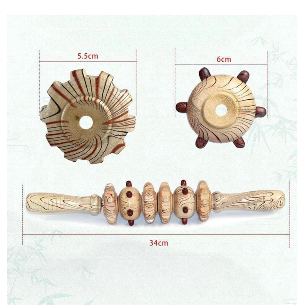 Generic Wood 6 Wheel Massage Roller (Wood) Generic Wood 6 Wheel Massage Roller (Wood)