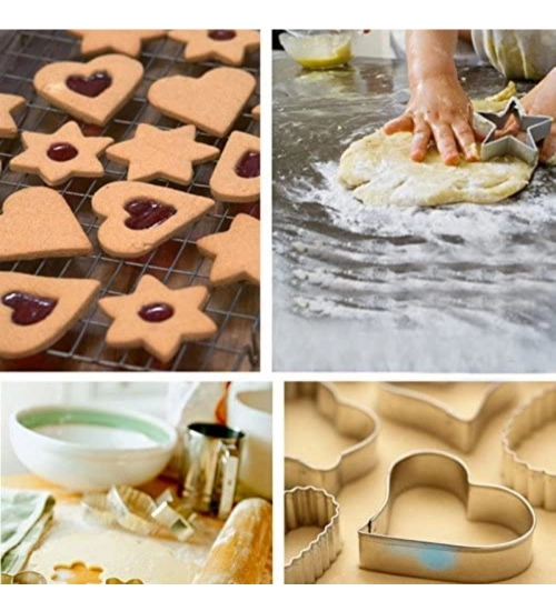 Generic Steel &amp; Plastic 12 Pcs Cookie Cutter with Different Shape (Multicolor)