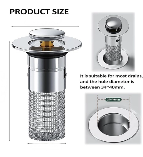 Generic Steel Drain Filter Pop-Up Sink (Silver)