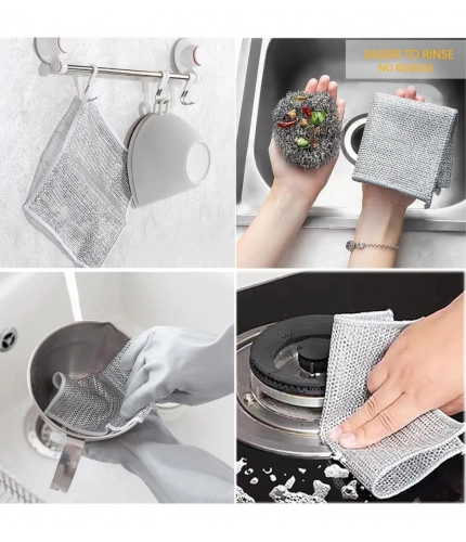 Generic 12Pcs Cotton Dishwashing Rag Wire Soft Scrubs (Silver) Generic 12Pcs Cotton Dishwashing Rag Wire Soft Scrubs (Silver)