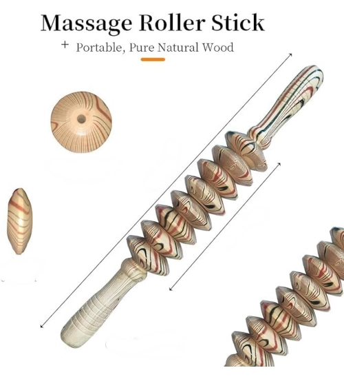 Generic Wood 8 Wheels Roller Fancy Gua Sha Trigger Points Muscle (Wood)