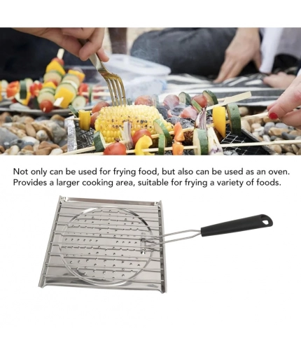 Generic Steel Toaster White Foldable Stainless Steel Grilling Pan (Silver) Generic Steel Toaster White Foldable Stainless Steel Grilling Pan (Silver)