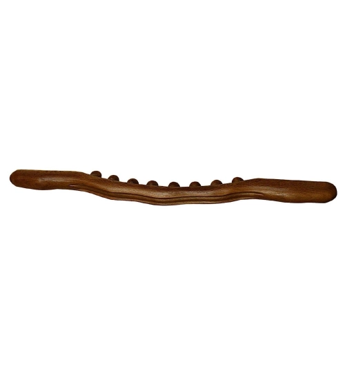 Generic Wood Gua Sha Massager Therapy Tool Soft Manual 8 Beads Roller (Brown)