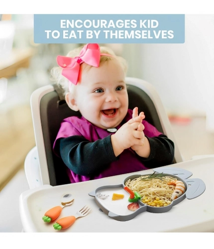 Generic Silicon Bunny Children Plate Tableware (Multicolor) Generic Silicon Bunny Children Plate Tableware (Multicolor)