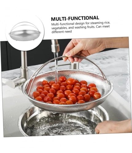 Generic Steel Basket Plate Household Food Steamer Stainless Steel Handle (Silver) Generic Steel Basket Plate Household Food Steamer Stainless Steel Handle (Silver)