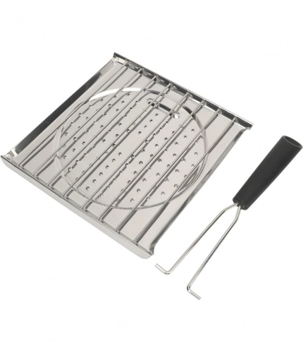 Generic Steel Toaster White Foldable Stainless Steel Grilling Pan (Silver)