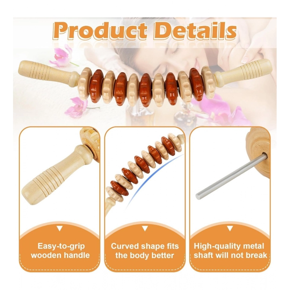 Generic Wood Wheel Roller Massage Stick (Wood - Brown) Generic Wood Wheel Roller Massage Stick (Wood - Brown)