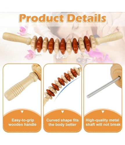 Generic Wood Wheel Roller Massage Stick (Wood - Brown) Generic Wood Wheel Roller Massage Stick (Wood - Brown)