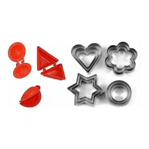 Generic Steel &amp; Plastic 12 Pcs Cookie Cutter with Different Shape (Multicolor)