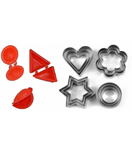 Generic Steel &amp; Plastic 12 Pcs Cookie Cutter with Different Shape (Multicolor)