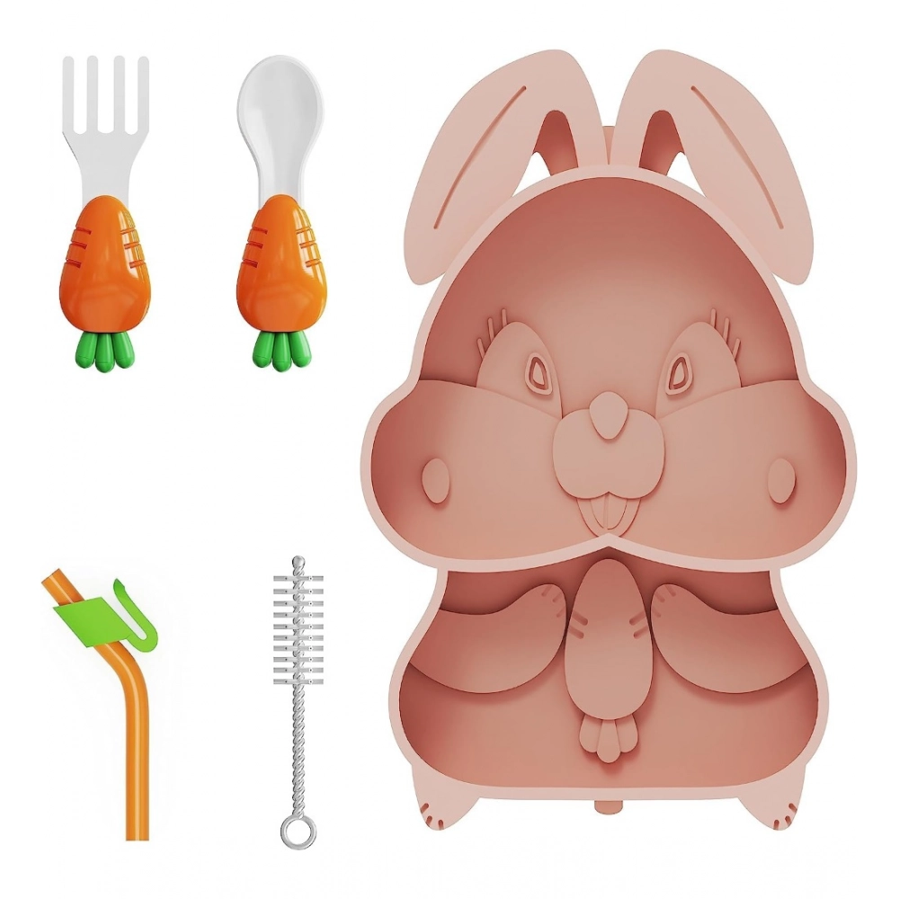 Generic Silicon Bunny Children Plate Tableware (Multicolor) Generic Silicon Bunny Children Plate Tableware (Multicolor)