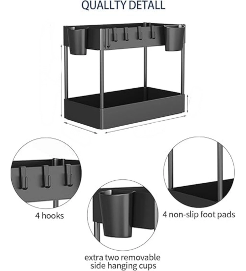 Generic Plastic Tier Under Sink Organizer (Black)