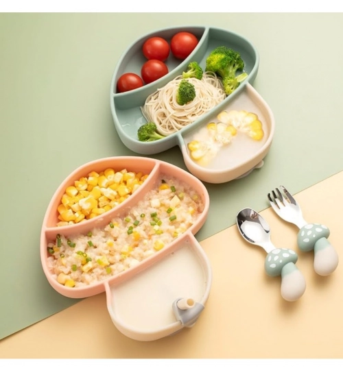 Generic Silicon Mushroom Children Plate Tablewar (Multicolor)