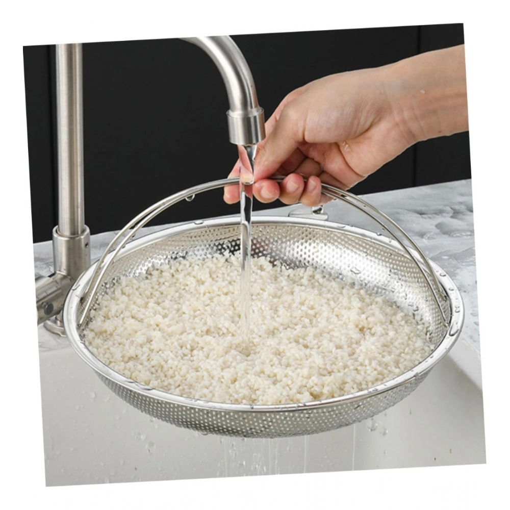 Generic Steel Basket Plate Household Food Steamer Stainless Steel Handle (Silver) Generic Steel Basket Plate Household Food Steamer Stainless Steel Handle (Silver)