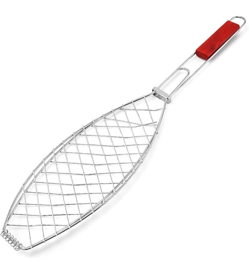 Generic Steel Roasting Fish Grilling Basket (Silver)