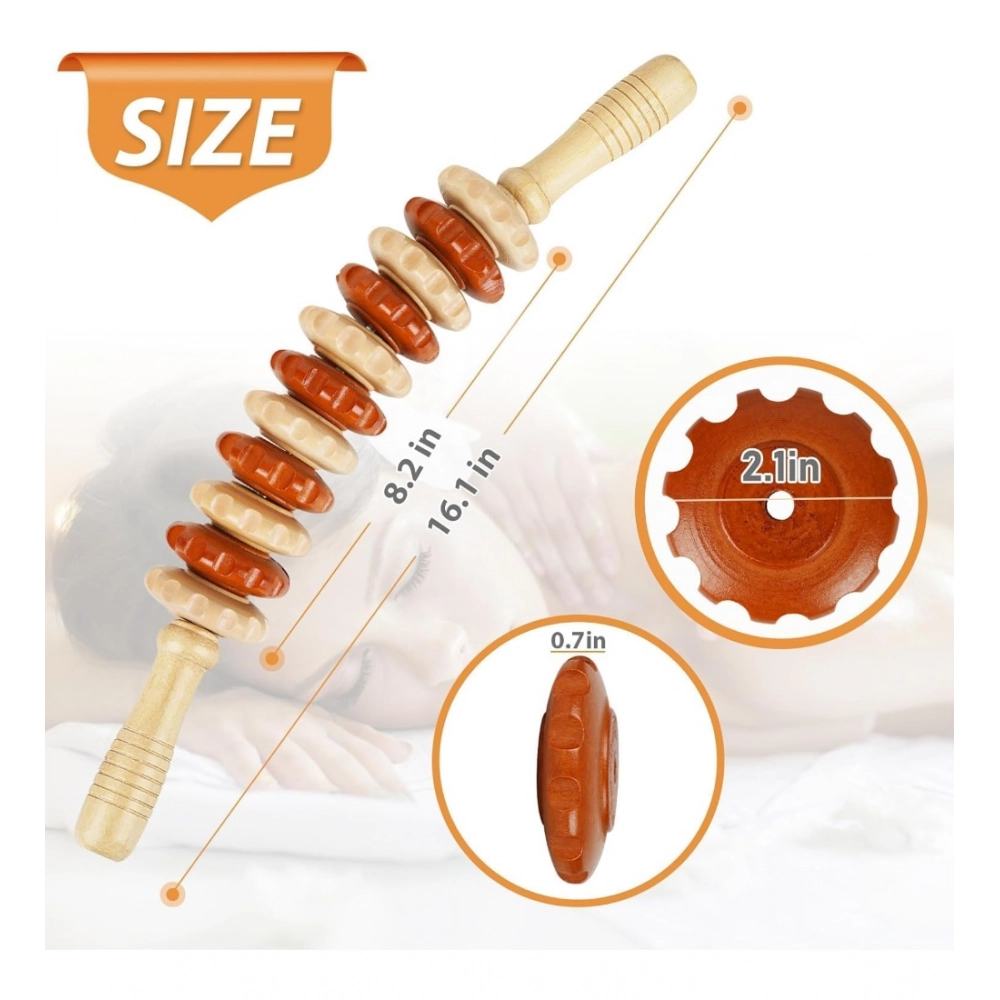 Generic Wood Wheel Roller Massage Stick (Wood - Brown) Generic Wood Wheel Roller Massage Stick (Wood - Brown)