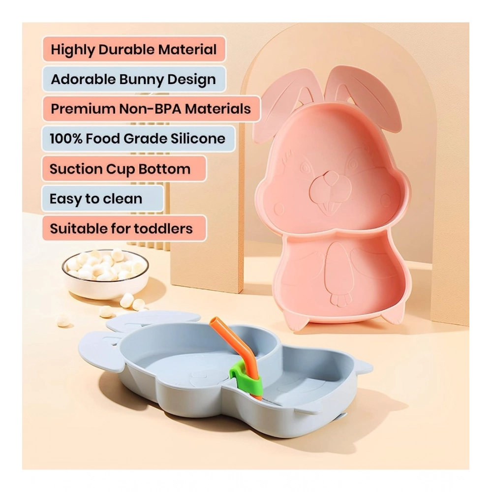 Generic Silicon Bunny Children Plate Tableware (Multicolor) Generic Silicon Bunny Children Plate Tableware (Multicolor)