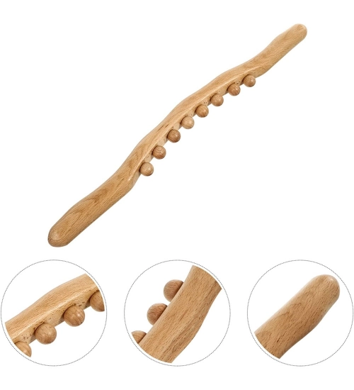 Generic Wood Gua Sha Massager Therapy Tool Manual 8 Beads (Wood)