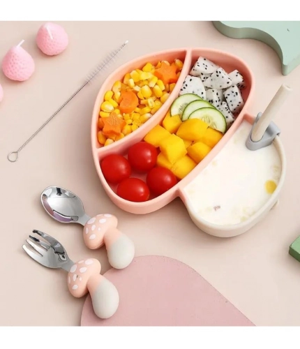 Generic Silicon Mushroom Children Plate Tablewar (Multicolor)