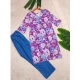 Generic Women's Rayon Printed V Neck 3-4th Sleeve Kurti With Pant Set (Purple) Generic Women's Rayon Printed V Neck 3-4th Sleeve Kurti With Pant Set (Purple)