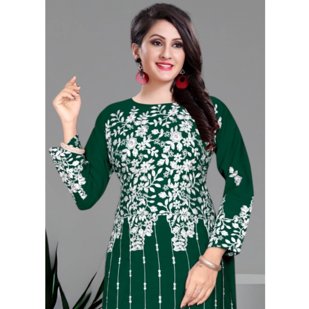 Generic Women's Georgette Printed Round Neck 3-4th Sleeve Kurti (Green) Generic Women's Georgette Printed Round Neck 3-4th Sleeve Kurti (Green)