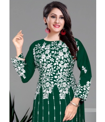 Generic Women's Georgette Printed Round Neck 3-4th Sleeve Kurti (Green) Generic Women's Georgette Printed Round Neck 3-4th Sleeve Kurti (Green)