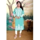 Generic Women's Georgette Printed Round Neck 3-4th Sleeve Kurti (Sky) Generic Women's Georgette Printed Round Neck 3-4th Sleeve Kurti (Sky)