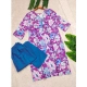 Generic Women's Rayon Printed V Neck 3-4th Sleeve Kurti With Pant Set (Purple) Generic Women's Rayon Printed V Neck 3-4th Sleeve Kurti With Pant Set (Purple)