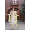 Generic Women's Cotton Blend Printed Round Neck Kurti with Pant and Dupatta Set (Green)