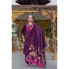 Generic Women's Cotton Blend Printed Round Neck Kurti with Pant and Dupatta Set (Purple)