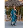 Generic Women's Cotton Blend Printed Round Neck Kurti with Pant and Dupatta Set (Blue)