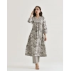 Generic Women's Cotton Blend Printed V Neck Kurti with Pant Set (Grey)