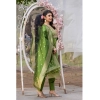 Generic Women's Polyster Printed Round Neck Kurti with Pant and Dupatta Set (Green)