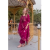 Generic Women's Cotton Blend Printed Round Neck Kurti with Pant and Dupatta Set (Pink)