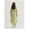Generic Women's Cotton Blend Printed V Neck Kurti with Pant Set (Green)