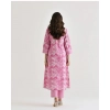 Generic Women's Cotton Blend Printed V Neck Kurti with Pant Set (Pink)