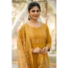 Generic Women's Rayon Printed Round Neck Kurti with Pant and Dupatta Set (Mustard yellow)