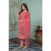 Generic Women's Rayon Printed Round Neck Kurti with Pant and Dupatta Set (Pink)