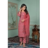 Generic Women's Rayon Printed Round Neck Kurti with Pant and Dupatta Set (Pink)
